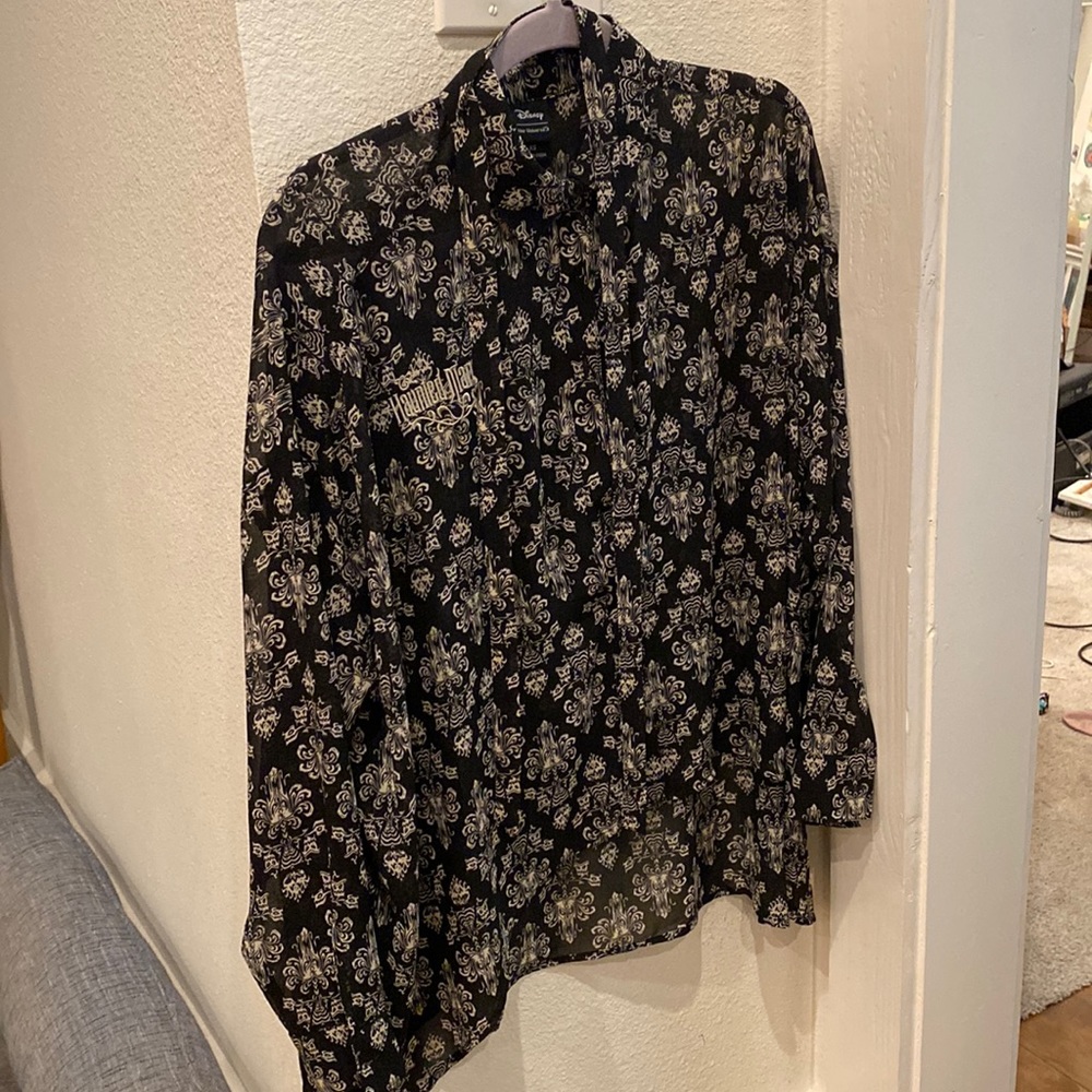 Sheer haunted mansion flowy button up